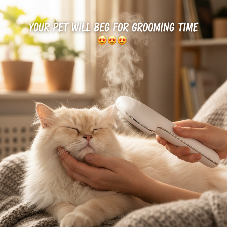 Cat Dog Pet Spray Massage Brush One Button Steam Spray Folding Rotatable Grooming tool Hair Bath 3 in 1 Hair Removal Brush Comb